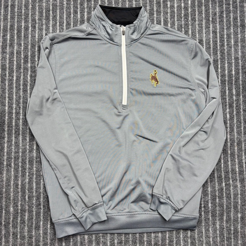 Straight Down Mens M Gray Wyoming Cowboys 1/4 Zip Golf Pullover (2483)